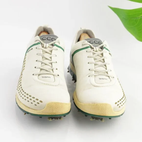 Ecco Mens Biom G2 Golf Shoes Size 43 9 Waterproof White Yak Sneakers Soft Spikes - Picture 3 of 13